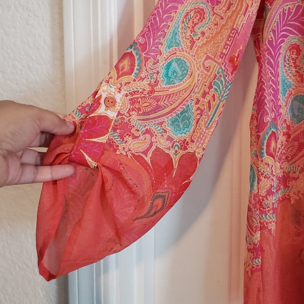 Patterned orange blouse - Picture 2 of 5